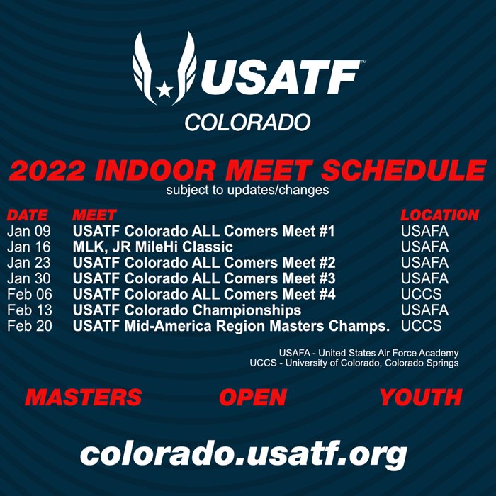 USATF Colorado Indoor Meet Schedule USA Track & Field Colorado