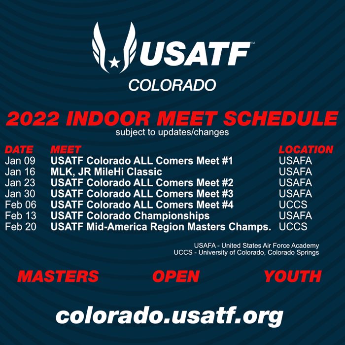 Uccs Calendar 2022 Usatf Colorado - Indoor Meet Schedule | Usa Track & Field Colorado
