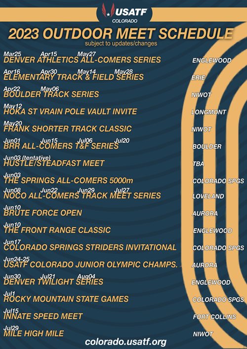 Colorado Outdoor Meet Schedule released USA Track & Field Colorado